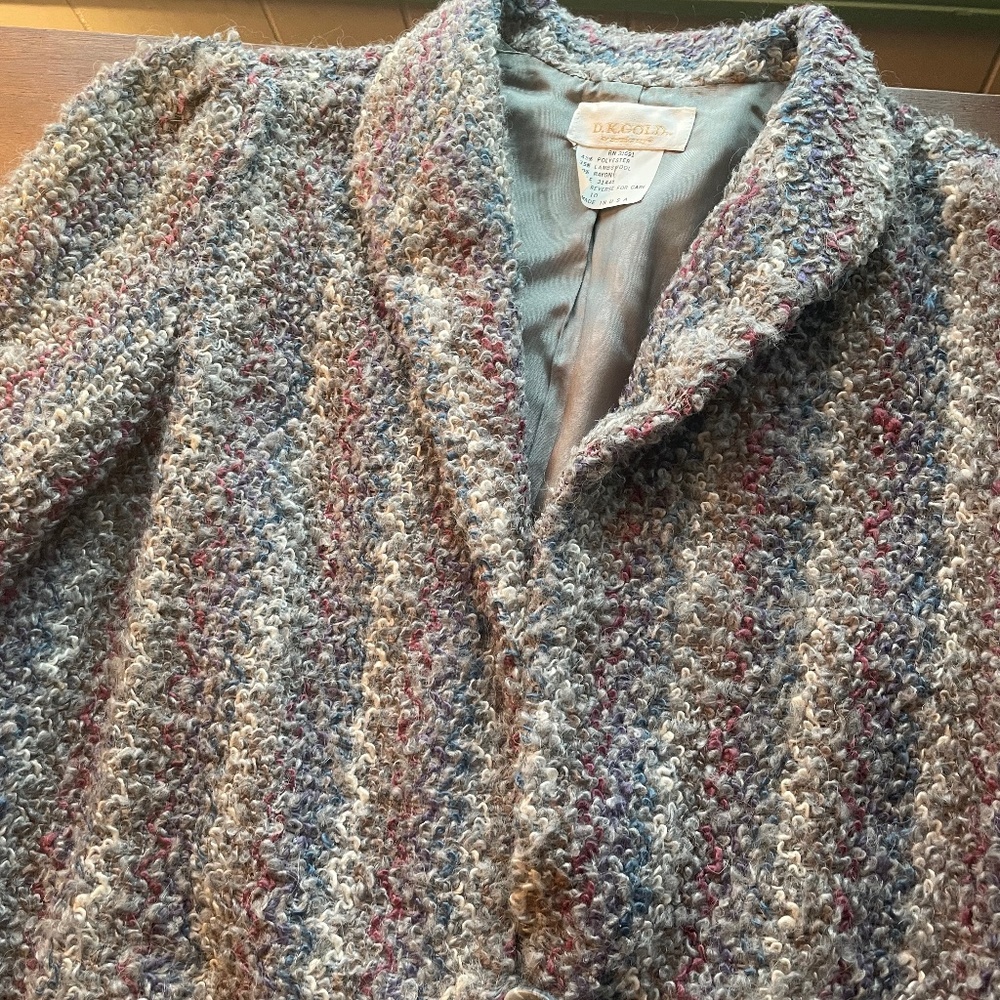 Vintage Wool Boulce Coat Grey and mauve size small med